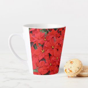 Tasse Latte Poinsettias Rouges I Photo Floral de Vacances de N