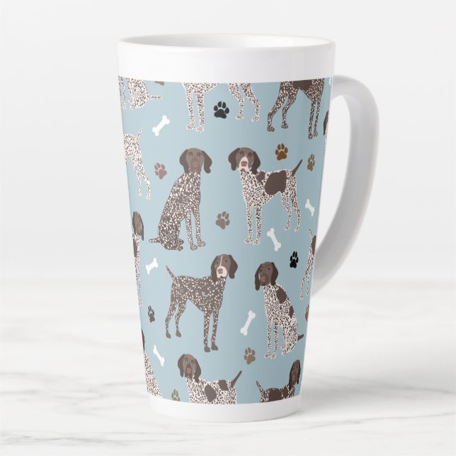 Tasse Latte Pointeur à cheveux court allemand os de chien et E (Angle droit)