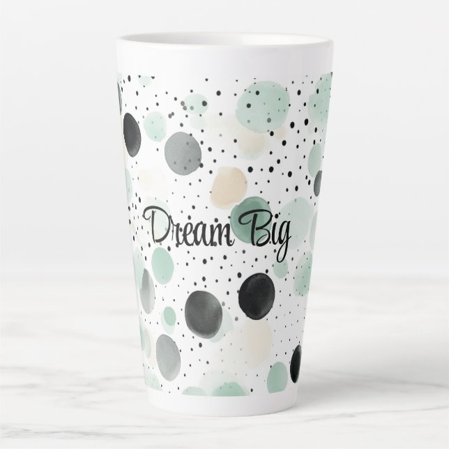 Tasse Latte Points de Crème Noire Menthe Fantaisie   (Devant)