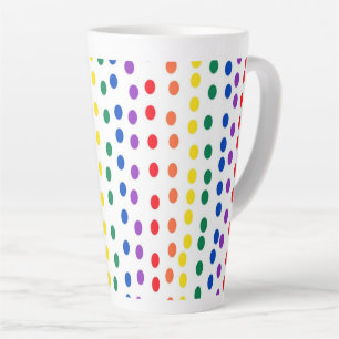 Tasse Latte Points Rainbow Candy en blanc
