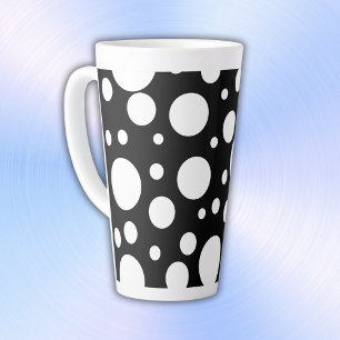 Tasse Latte Pois blancs sur noir  