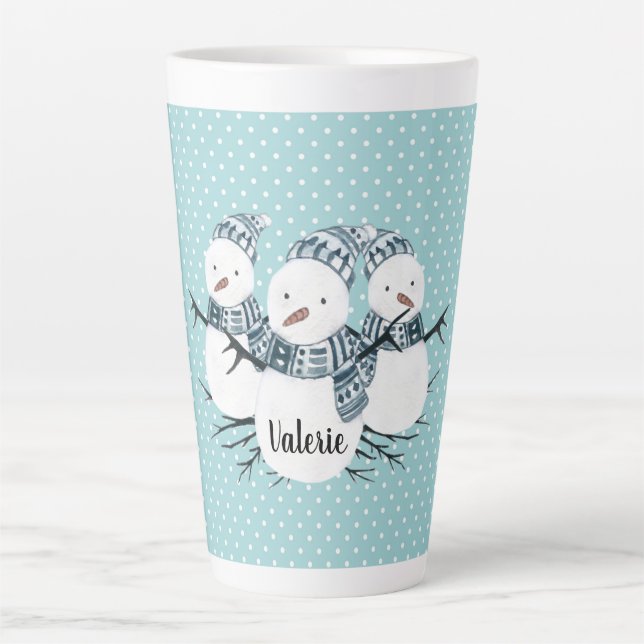 Tasse Latte Pois hivernaux du trio Whimsmen (Devant)