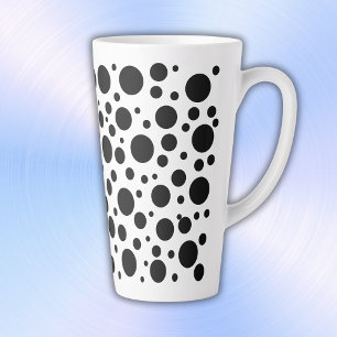 Tasse Latte Pois noirs en blanc  