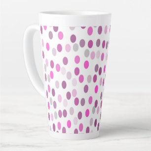 Tasse Latte Pois rose classique sur blanc