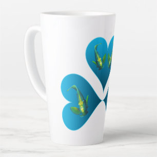 Tasse Latte Poisson-ange jumeaux - Illustration de trois cœurs