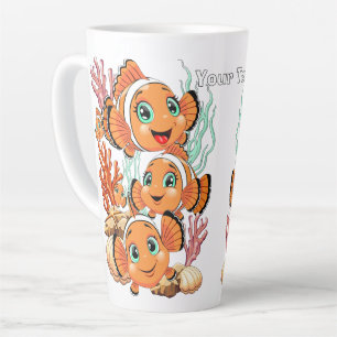 Tasse Latte Poisson clown Dessin animé Mignon Famille Sous l'e