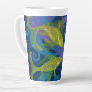 Tasse Latte Poisson D'Or Art Sous-Marin Peinture Pastel