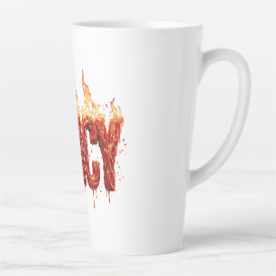 Tasse Latte Poivron Pimenté Feu Typographie Foodie Sauce Piqua