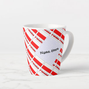 Tasse Latte Polska et drapeau polonais personnalisés en mosaïq
