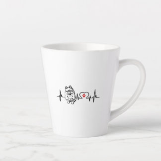 Tasse Latte Poméranie coeur pulsation ekg ligne
