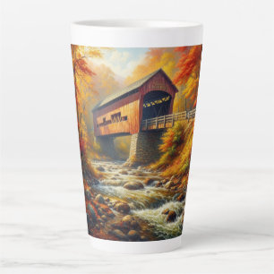 Tasse Latte pont couvert d'automne classique