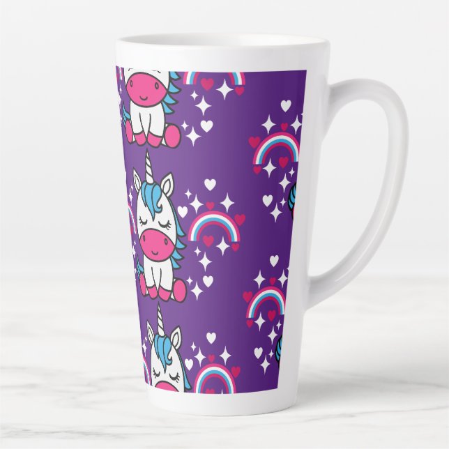 Tasse Latte Pony de licorne violette (Droite)