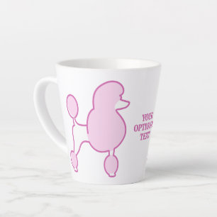Tasse Latte Poodé rose de texte personnalisé