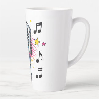 Tasse Latte Pop microphone with colorful stars and music notes