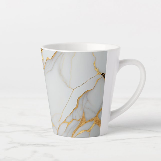 Tasse Latte Porte en marbre blanc et or (Droite)