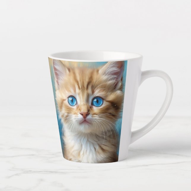Tasse Latte Portrait de chat adorable (Droite)