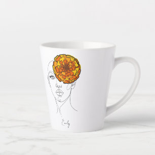Tasse Latte Portrait de fleur de naissance personnalisé d'octo