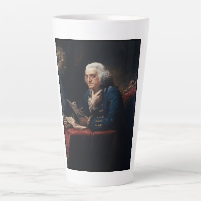 Tasse Latte Portrait de pouce, Benjamin Franklin Père fondateu (Devant)