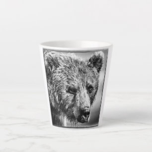 Tasse Latte Portrait d'ours grizzli