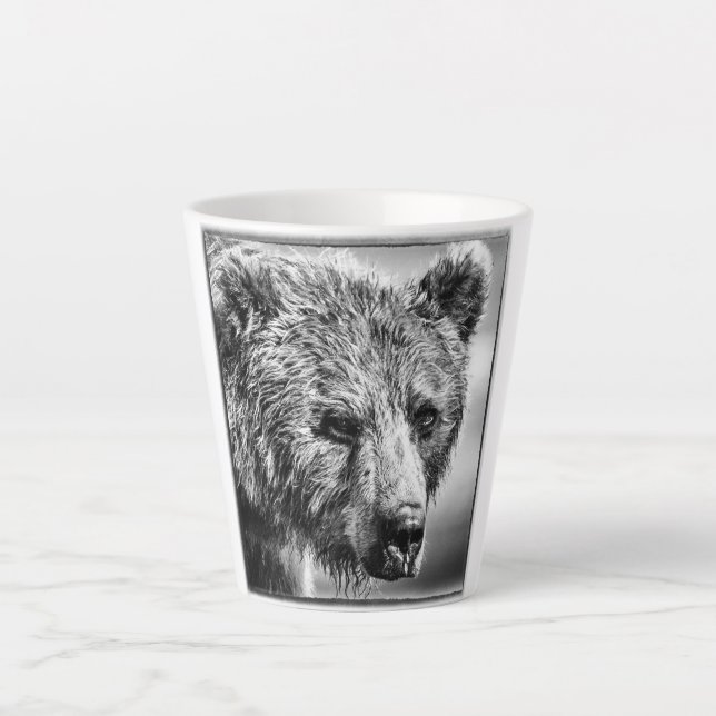 Tasse Latte Portrait d'ours grizzli (Devant)