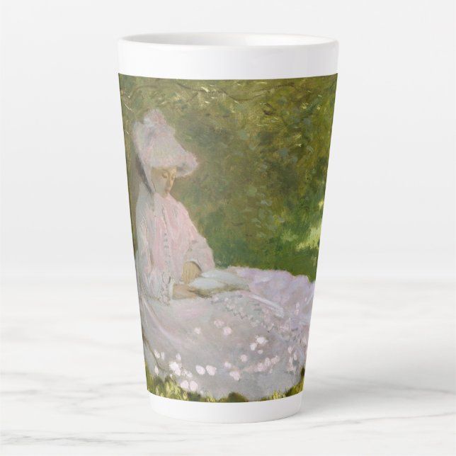 Tasse Latte Portrait impressionniste de printemps, Claude Mone (Devant)