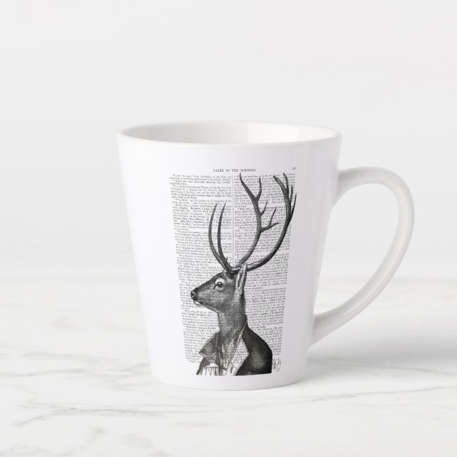 Tasse Latte Portrait noir et blanc de cerfs (Droite)