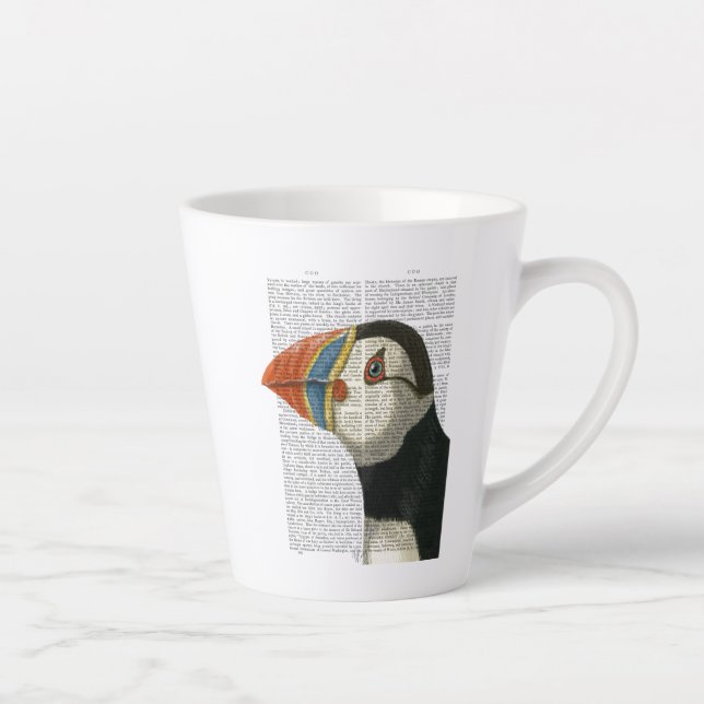 Tasse Latte Portrait Puffin (Droite)