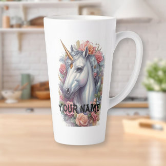 Tasse Latte Portrait Unicorne blanc personnalisé
