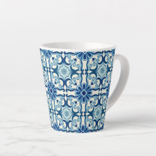 Tasse Latte Portugais Azulejos Blue Floral Motif