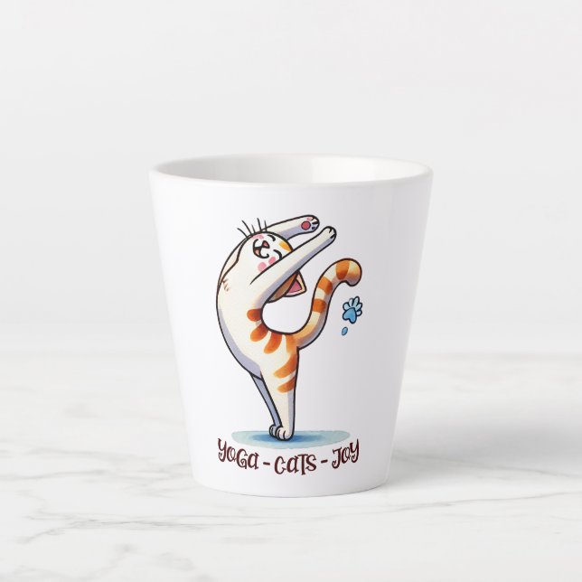 Tasse Latte Pose de Yoga de chat - Yoga - Chats - Joie (Devant)