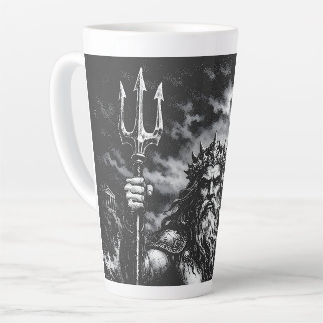 Tasse Latte Poséidon — Seigneur des Profondeurs par BurnsInHel (Angle gauche)