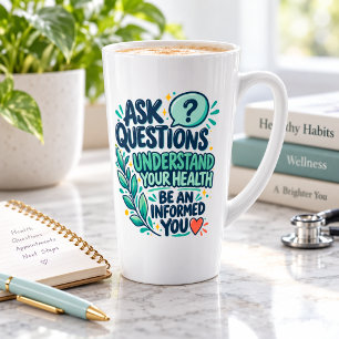 Tasse Latte Posez des questions Comprenez votre santé