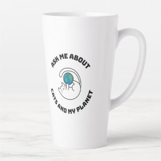 Tasse Latte Posez-moi des questions sur les chats et ma planèt