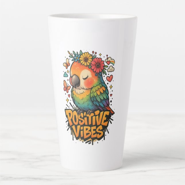 Tasse Latte “Positive Vibes” Parrot (Devant)