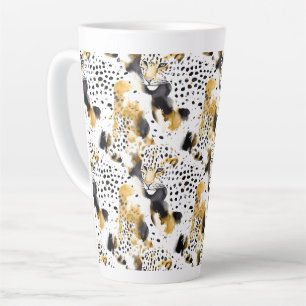 Tasse Latte Poster de animal Léopards d'or jaune noir