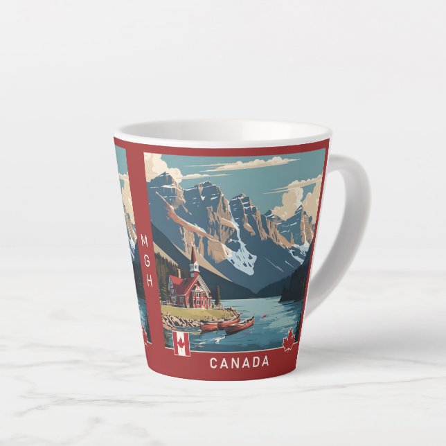 Tasse Latte Poster de voyage sur mesure Monogramme Canada (Angle droit)