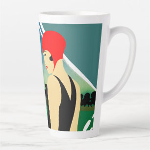 Tasse Latte Poster touristique japonais 1930 Art Déco Girl
