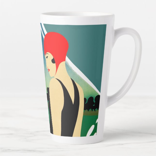 Tasse Latte Poster touristique japonais 1930 Art Déco Girl (Droite)