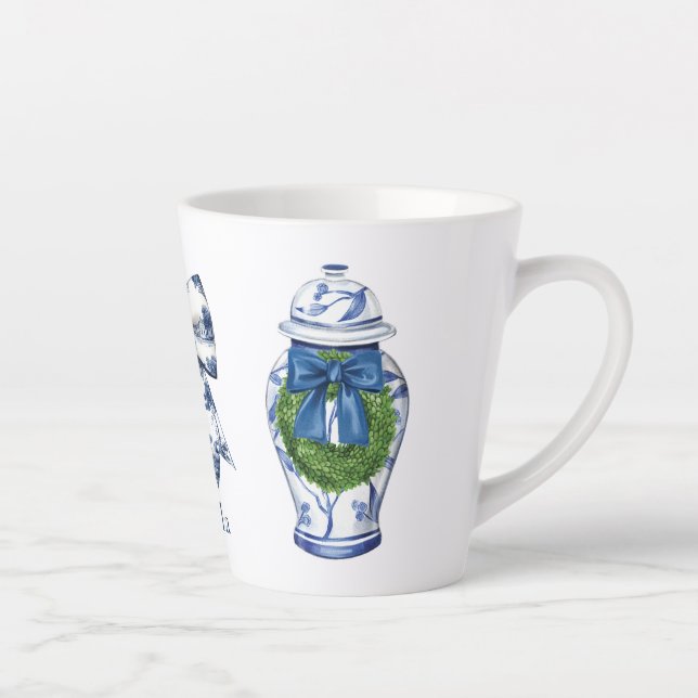 Tasse Latte Pot à gingembre de Noël en chinoiserie avec ruban (Droite)