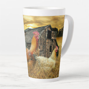 Tasse Latte Poules de coq Vintage Russe Barn Coop