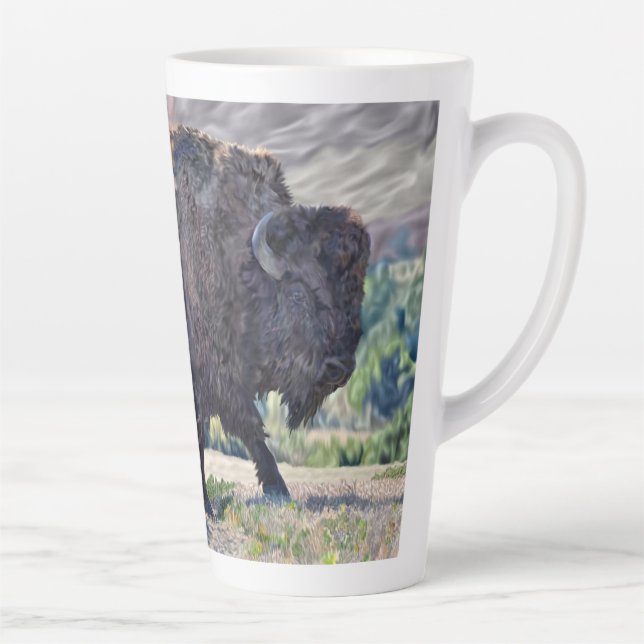 Tasse Latte Prairie de bison américain Faune occidentale (Droite)