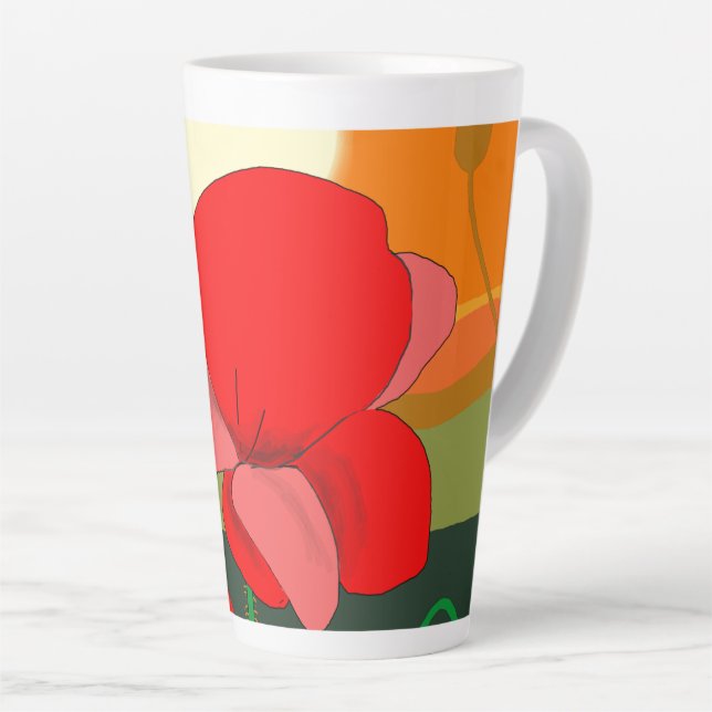 Tasse Latte pré au coucher du soleil (Angle droit)