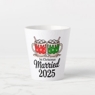 Tasse Latte Premier Noël Marié 2025 | Chocolat chaud mignon