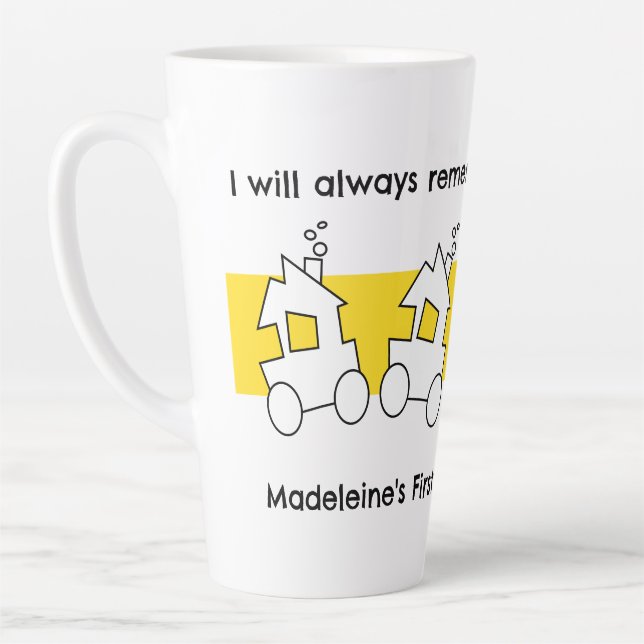 Tasse Latte Première fête de train d'anniversaire (Gauche)