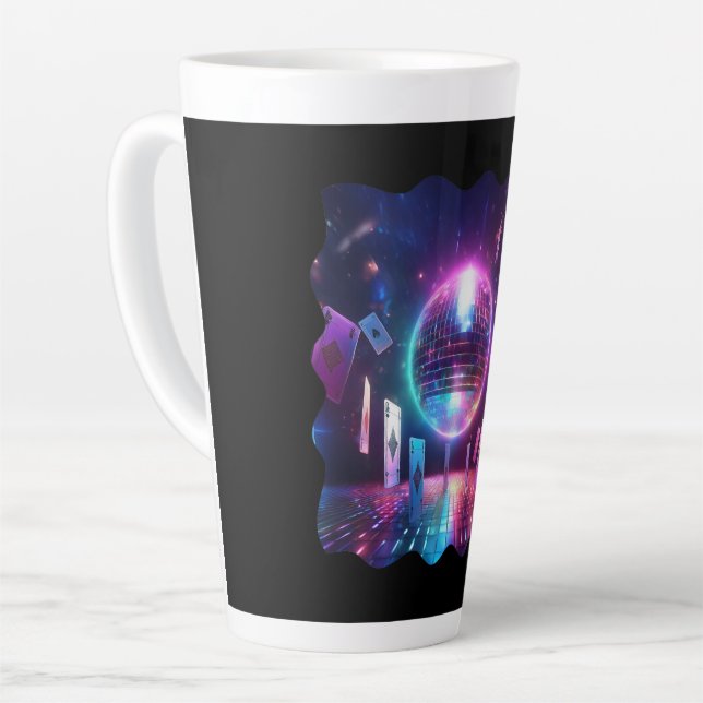 Tasse Latte Prêt Pour Une Nuit De Danse Et De Jeu (Angle gauche)