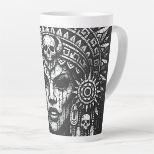 Tasse Latte Prêtresse Couronnée d'un Crâne — par BurnsInHell