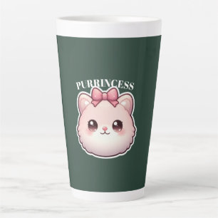Tasse Latte Princesse Féline Design Rose Bowbow