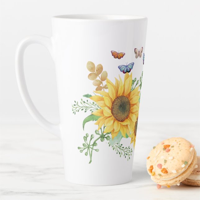 Tasse Latte printemps de tournesol (En situation)