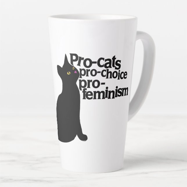 Tasse Latte pro-cats pro-choice pro-feminism (Angle droit)