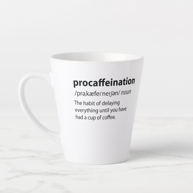 Tasse Latte Procaffination Funny Dictionnaire Définition (Gauche)